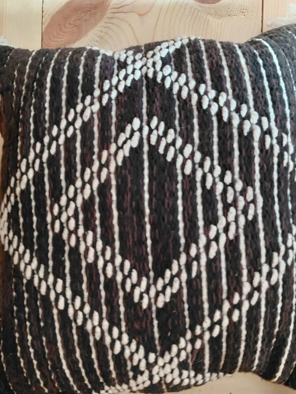 Black & Cream Diamond Textured Throw Pillow - Brand